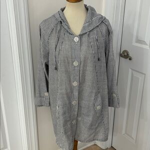 Jones New York Striped Hooded Linen Jacket